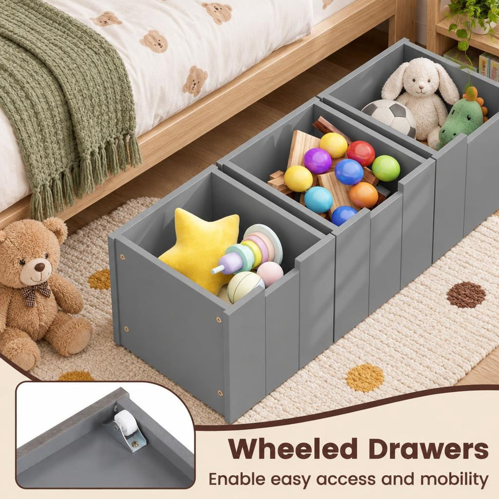 Airfind Kid Toy Storage Cabinet Drawer Chest with Wheels and Large Storage Cube Shelf, 110 lbs Capacity, MDF Frame, Gray