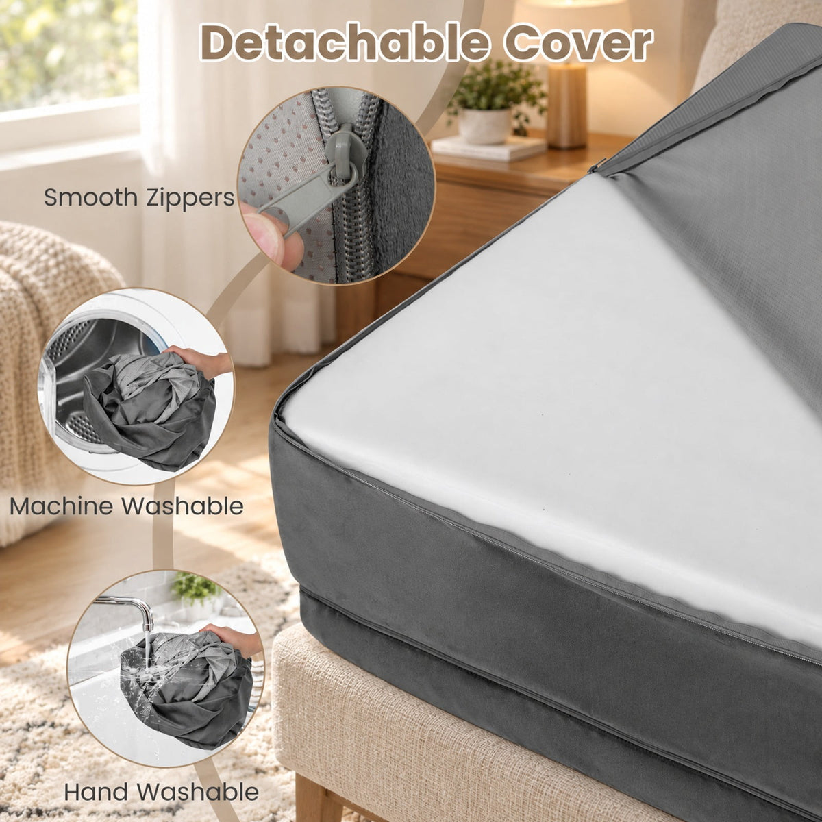 Airfind Cooling Gel Memory Foam Dog Bed for Medium Dogs with Washable Cover, Cooling Gel Memory Foam Silicone Polyester 25D Foam Frame, Dark Gray