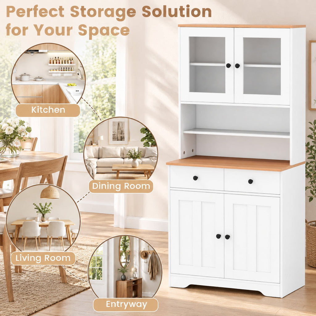 Airfind Pantry Cabinet with 2 Removable Shelves, Engineered Wood MDF Glass Frame, 12.5 x 13 x 3 Footprint, White
