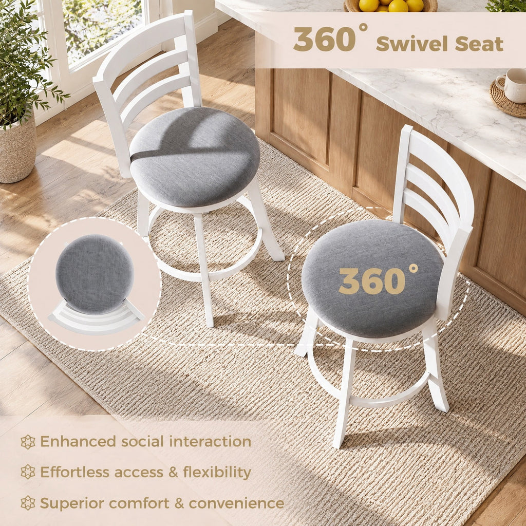 Airfind 25 Inch /30.5 Inch Swivel Barstools Set of 2 360° Rotating Bar/Counter Height Chairs with Upholstered Seat-25 Inch, 350 lbs Capacity