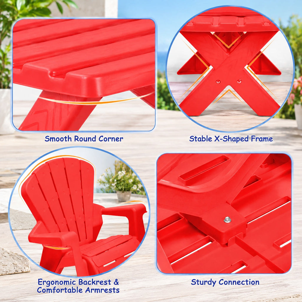 Airfind Plastic Youth Play Table, 3-Piece, Chair Set, 22 lbs Capacity, PP Frame, Durable construction lasts for years, Red