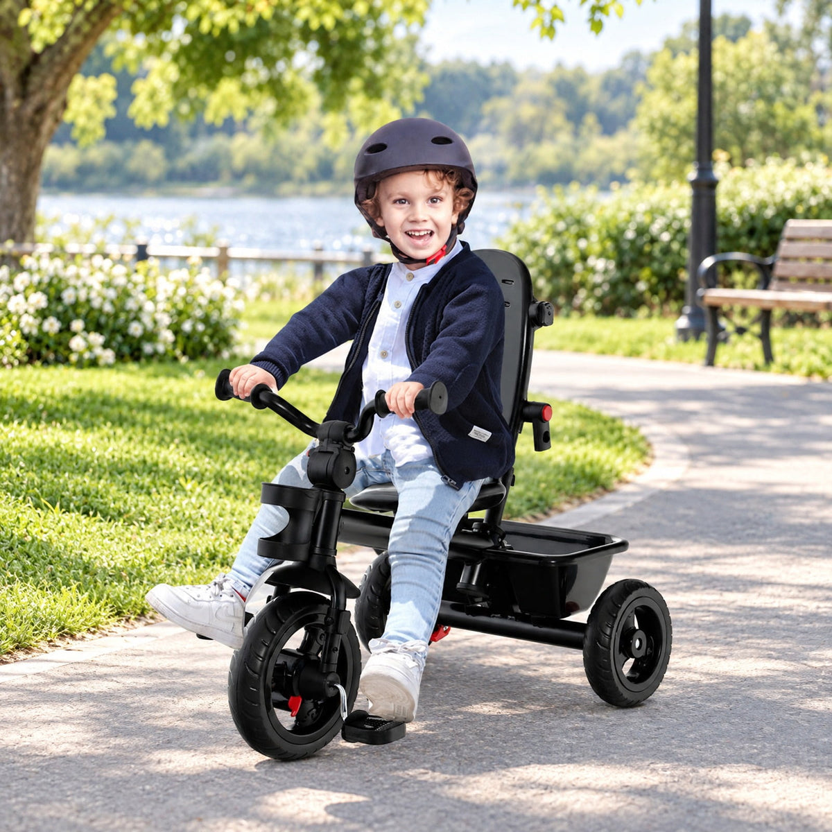 Airfind 4-in-1 Baby Tricycle Toddler Trike with Convertible Seat, 55 lbs Capacity, Steel polyester fabric PP EVA Frame, Pink