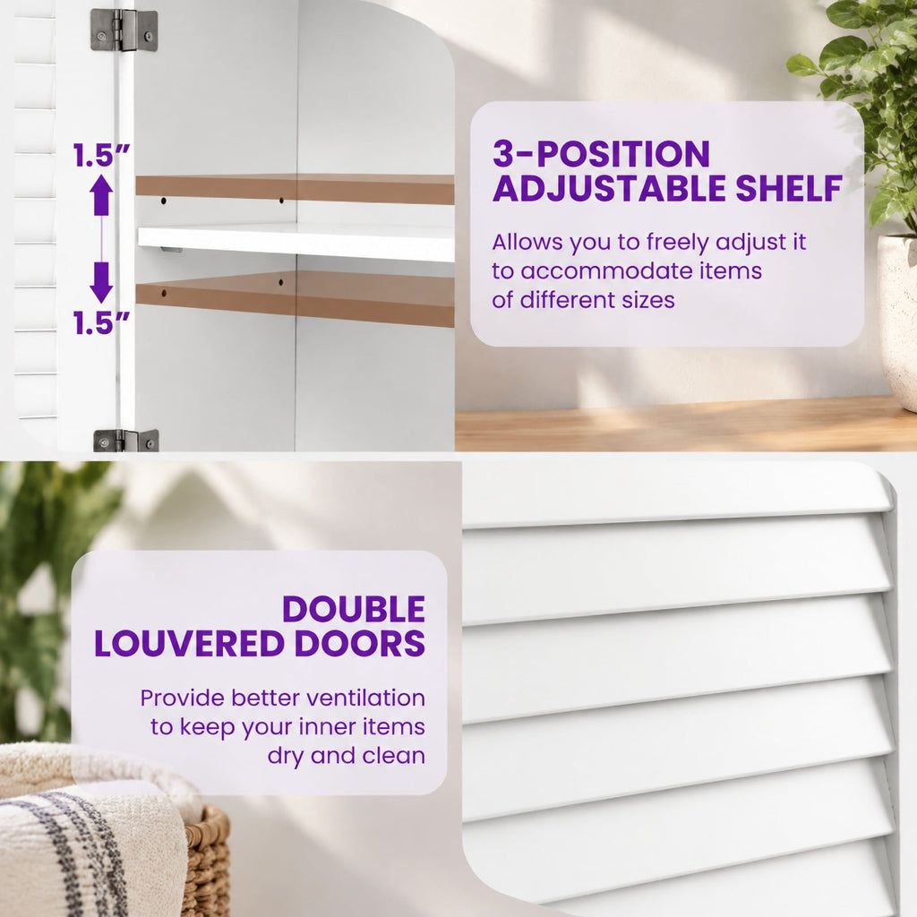 Airfind 2-Doors Bathroom Wall-Mounted Medicine Cabinet with Towel Bar, White, Bottom towel rod for extra storage choice