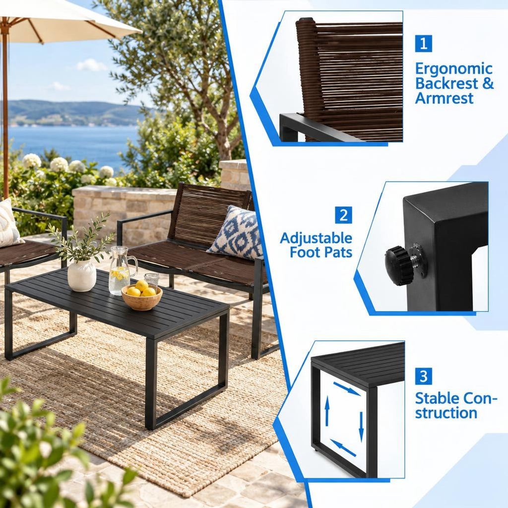 Airfind 4 Pieces Patio Furniture Conversation Set with Sofa Loveseat, 500 lbs Capacity, Steel polyester Frame, 24 Inch x 26 Inch x 32 Inch Footprint