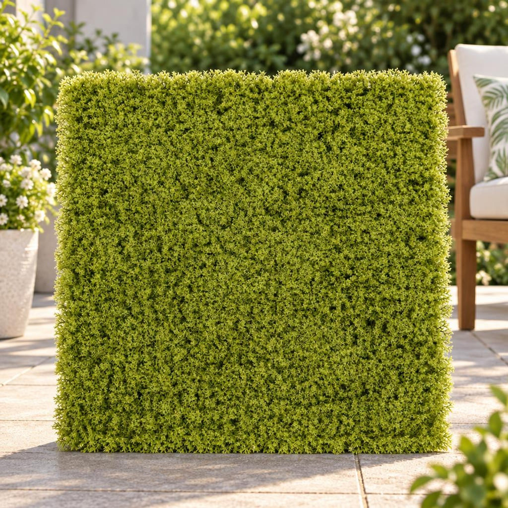 Airfind 12 Pieces 20 x 20 inches Artificial Grass Wall Panels for Garden Yard Balcony, PE Each Frame, Light Green