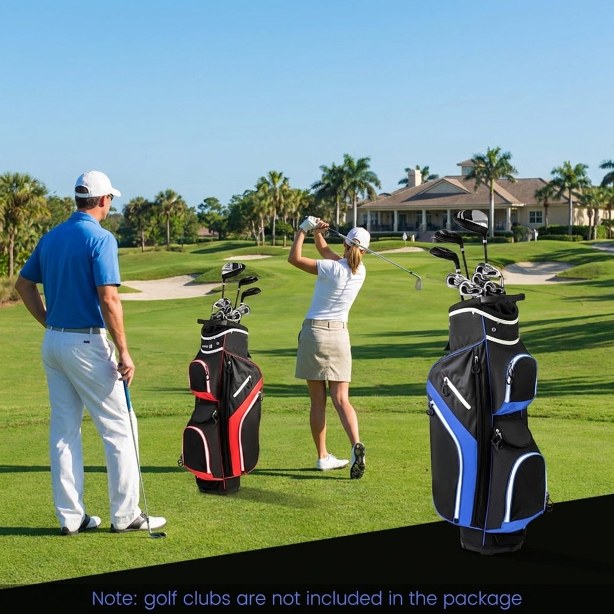 Airfind 14-Way Cart Bag with Rain Hood, Towel Ring and 9 Zippered Pockets, Blue