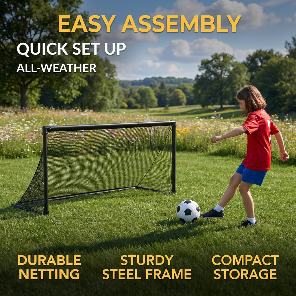 Airfind Portable Pop Up Soccer Goal for Kids with Heavy Duty Metal Frame and Ground Stakes for Backyard Training and Outdoor Practice, Black