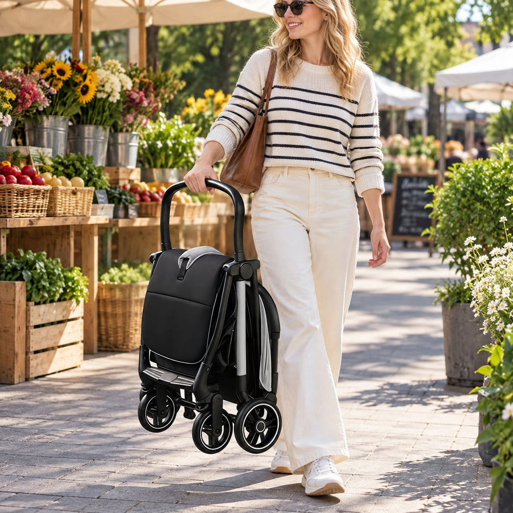 Airfind One-Hand Folding Portable Lightweight Baby Stroller with Aluminum Frame, 33 lbs Capacity, Aluminum polyester EVA Frame, Gray