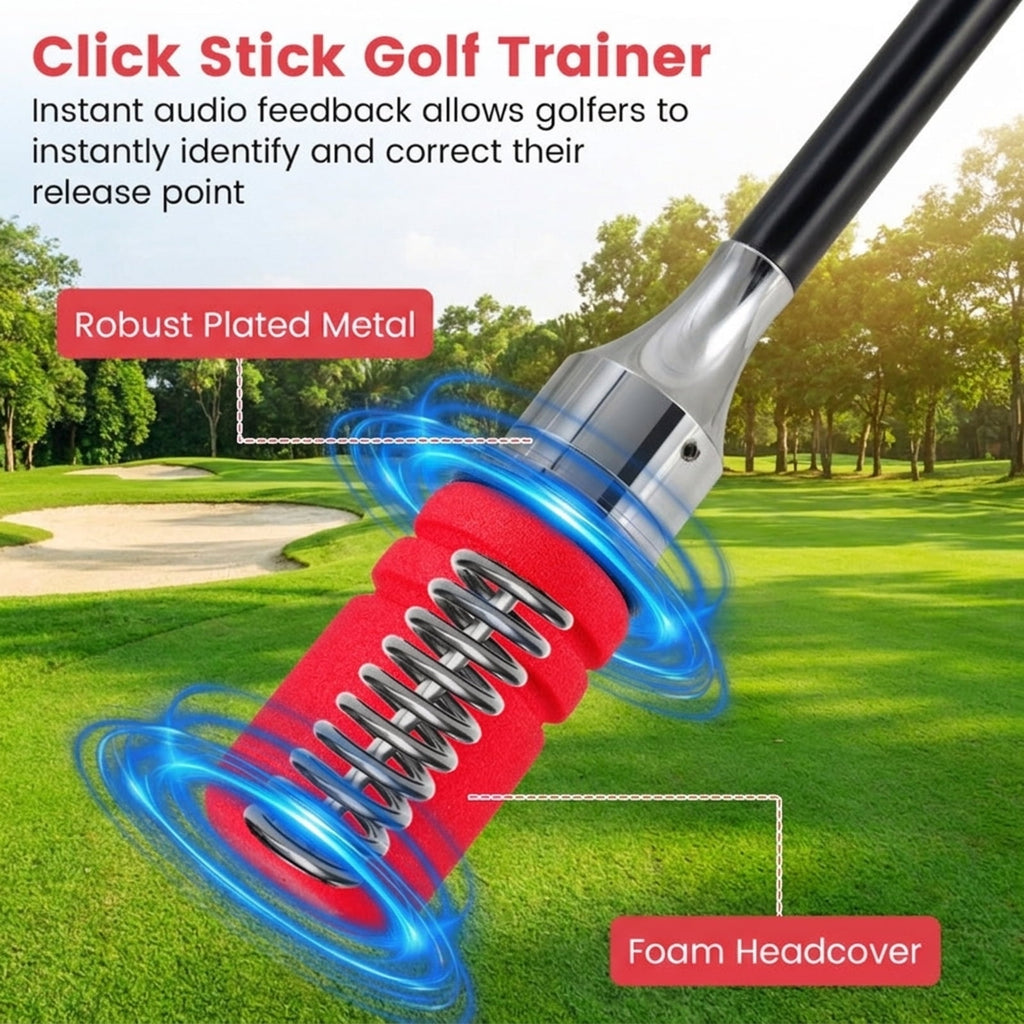 Airfind Golf Swing Trainer Click Stick with Weighted Head and Flexible Fiberglass Shaft plus Foam Headcover for Speed Flexibility and Balance, Red