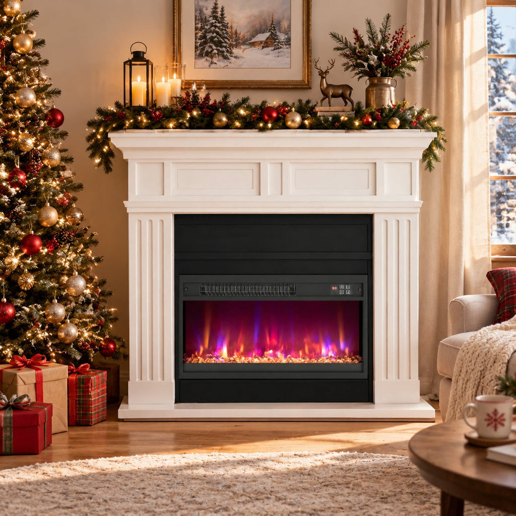 Airfind 18/23/26 Inch 1500W Electric Fireplace Insert with Remote Control-23 inches, Metal Tempered Glass Frame, 19.3in x 4.8in x 17.7in Footprint