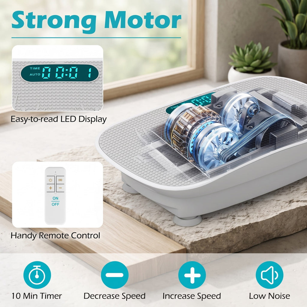 Airfind Vibration Plate Exercise Machine for Weight Loss and Lymphatic Drainage, 10 Speed Whole Body Vibration Platform with Remote Control and LED Display, Gray