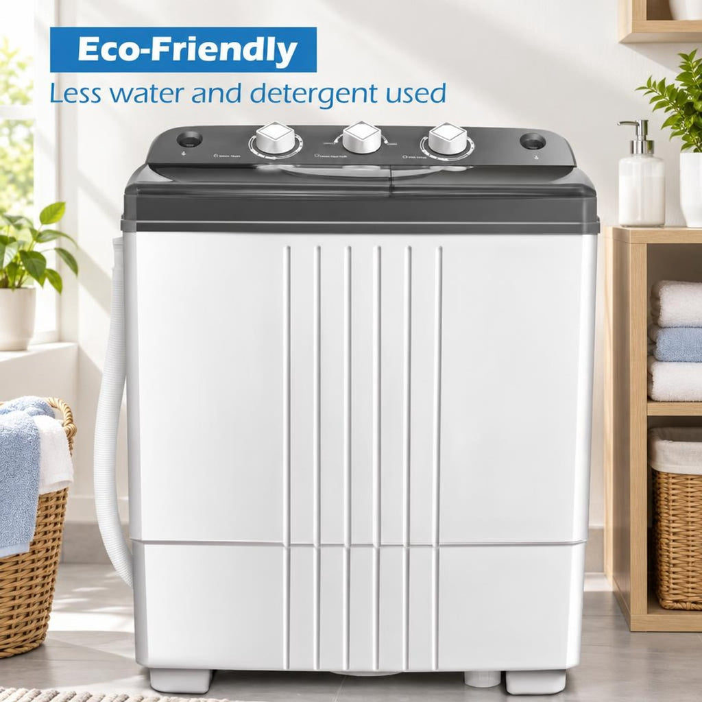 Airfind 20 lbs Portable Semi-automatic Twin-tub Washing Machine, ABS PP Frame, Side Carrying Handles for Effortless Movement, Black