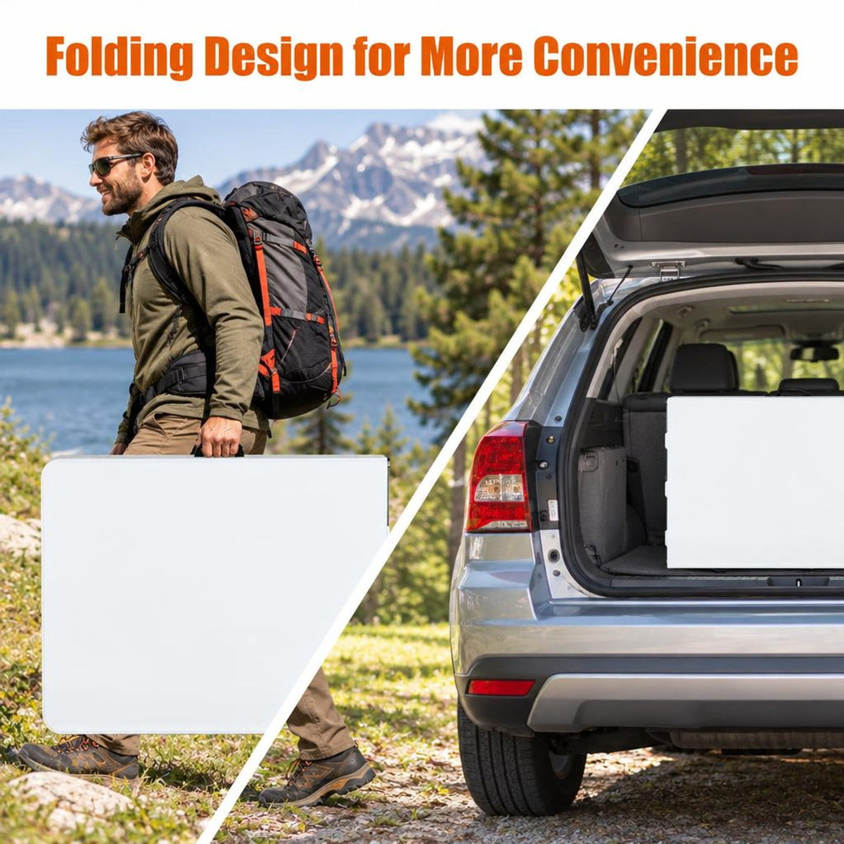 Airfind Portable Folding Camping Table with Carrying Handle for Picnic, 330 lbs Capacity, HDPE Steel Expanded Frame, 71 x 29 x 29 Footprint