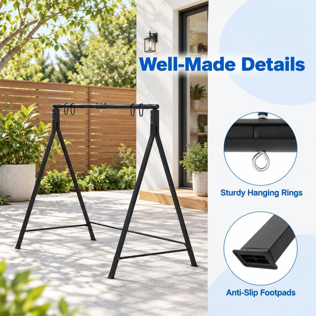 Airfind Patio Metal Swing Stand with A-Shaped Structure, 350 lbs Capacity, Metal Frame, 83 x 45 x 69 Footprint, Black