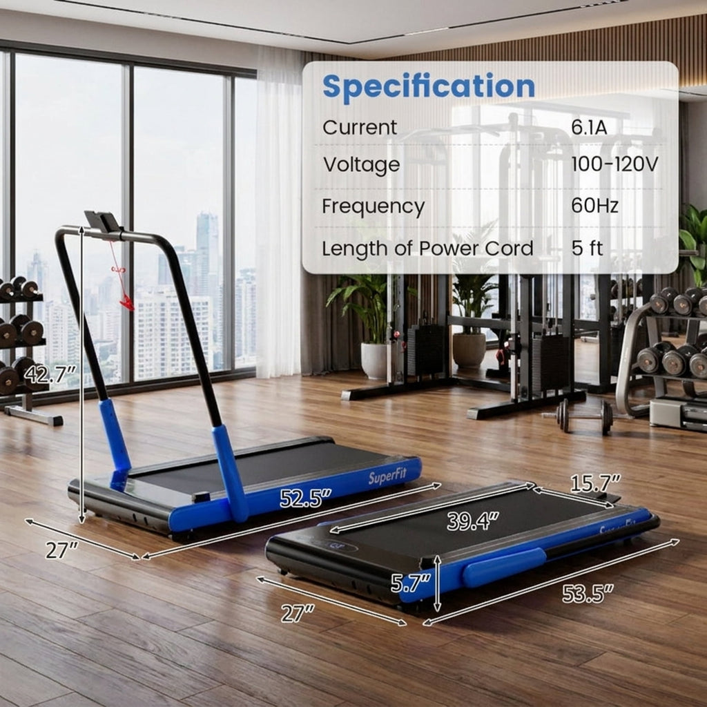 Airfind Under Desk Walking Pad Treadmill for home with ultra slim design and quiet 3HP motor plus remote control and LED screen for walking and running, Navy