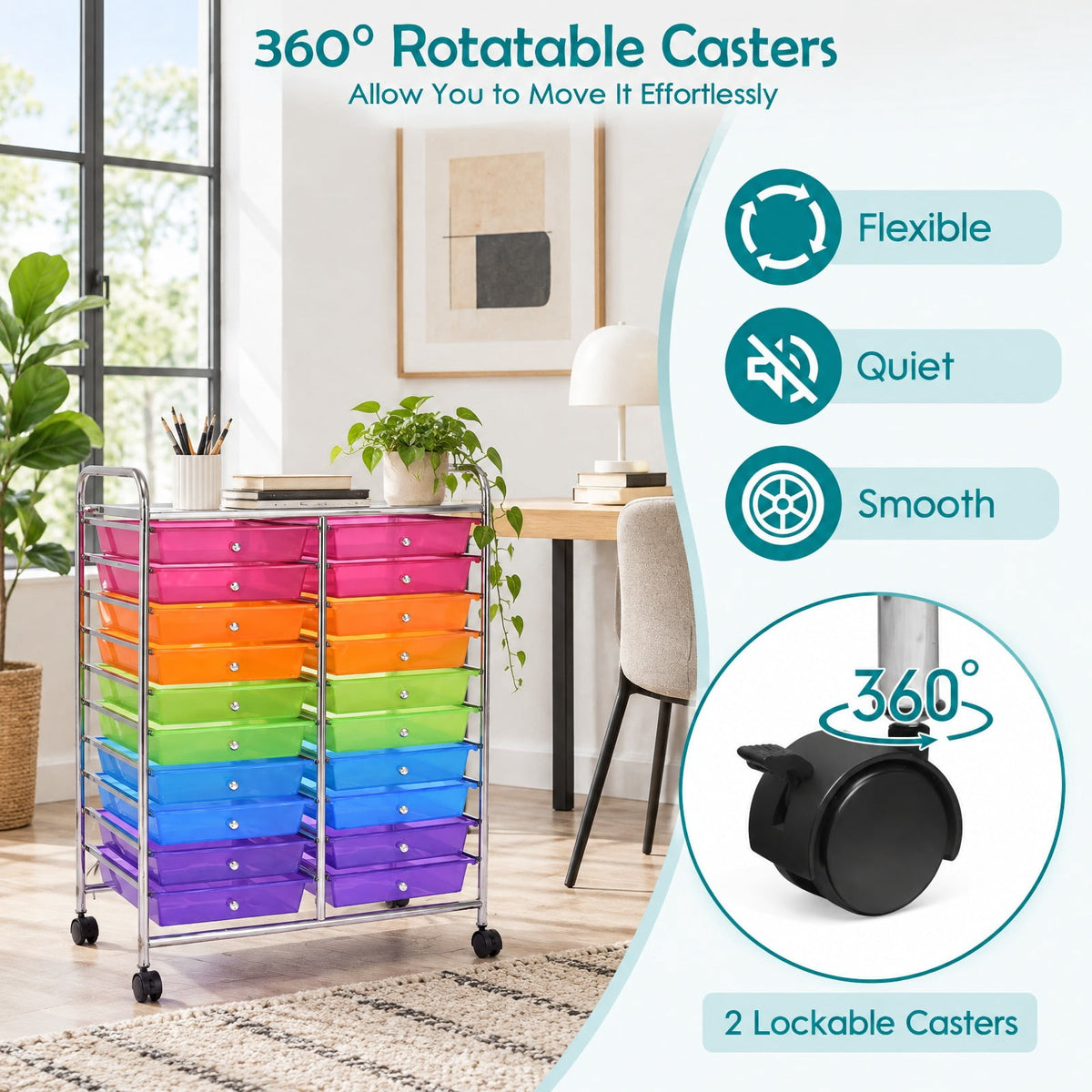 Airfind 20 Drawers Storage Rolling Cart Studio Organizer, Steel Frame, 25 Inch x15 Inch x 34 Inch Footprint, 20 removable drawers for storage and classify