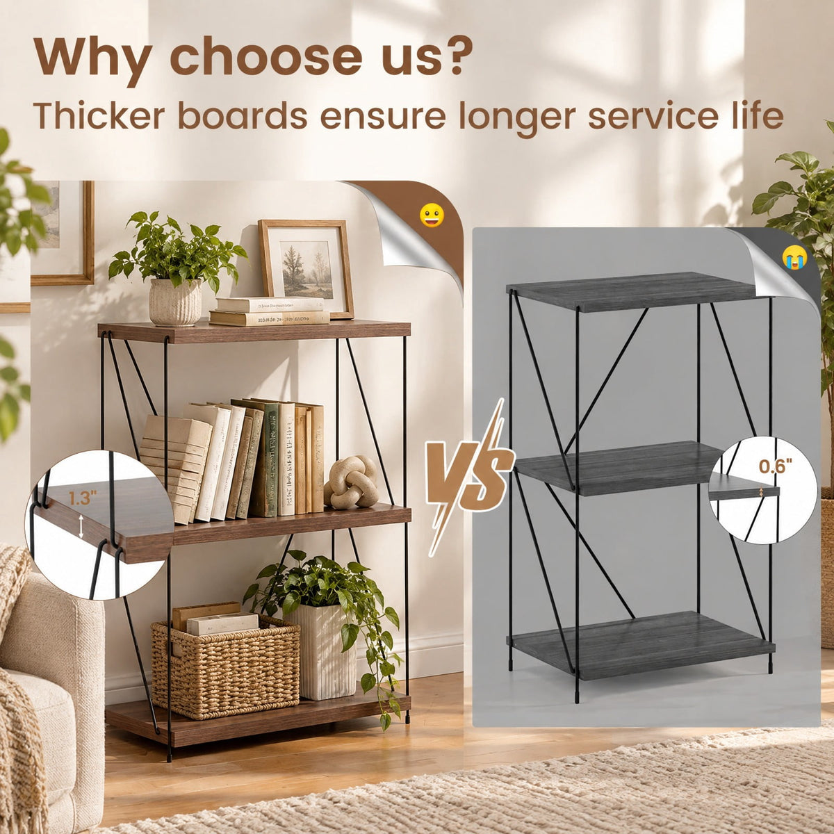Airfind 2/3/4/5-Tier Multipurpose Display Rack with Metal Frame-34 inches, 45 lbs Capacity, MDF Metal 2-tier: Frame, Walnut