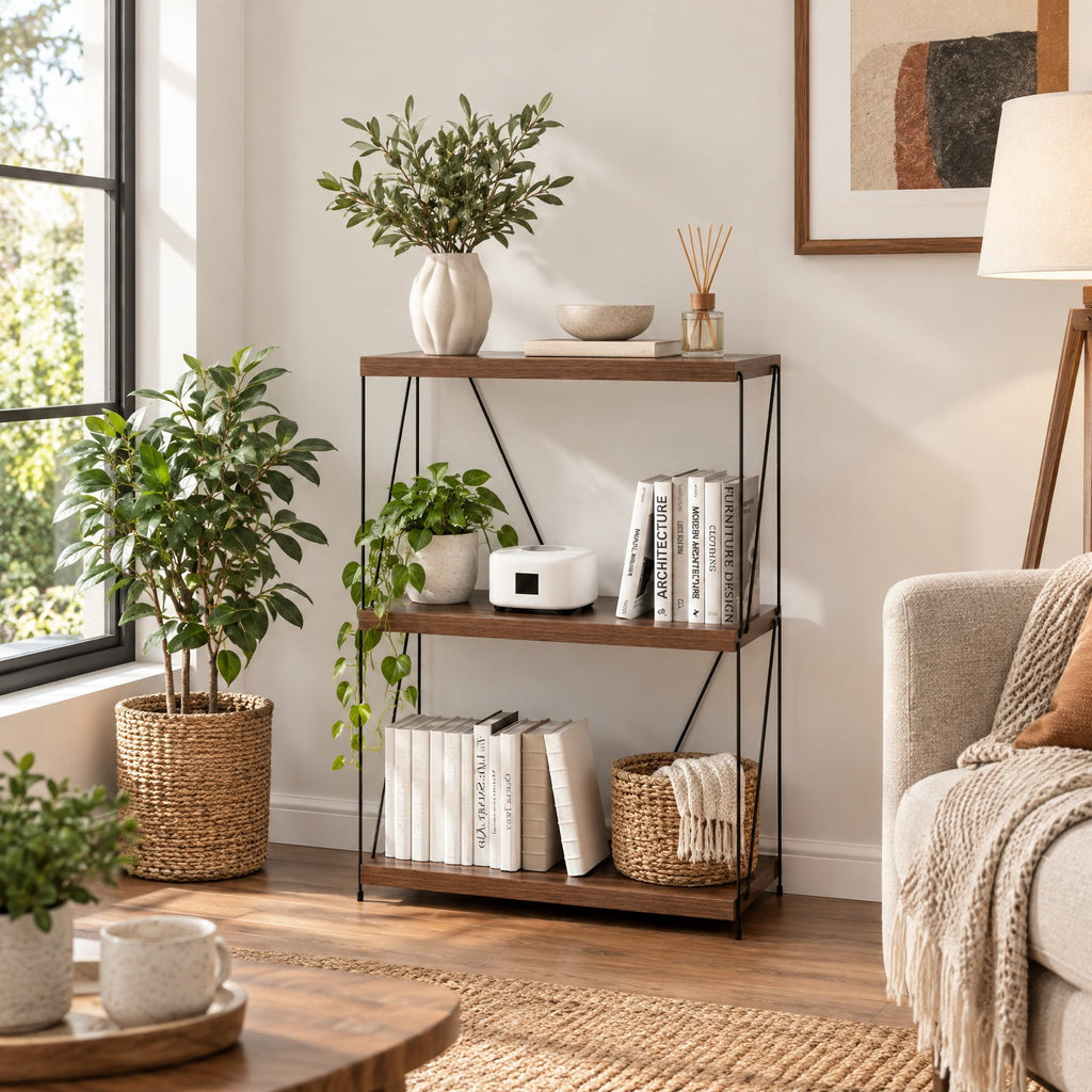 Airfind 2/3/4/5-Tier Multipurpose Display Rack with Metal Frame-34 inches, 45 lbs Capacity, MDF Metal 2-tier: Frame, Walnut