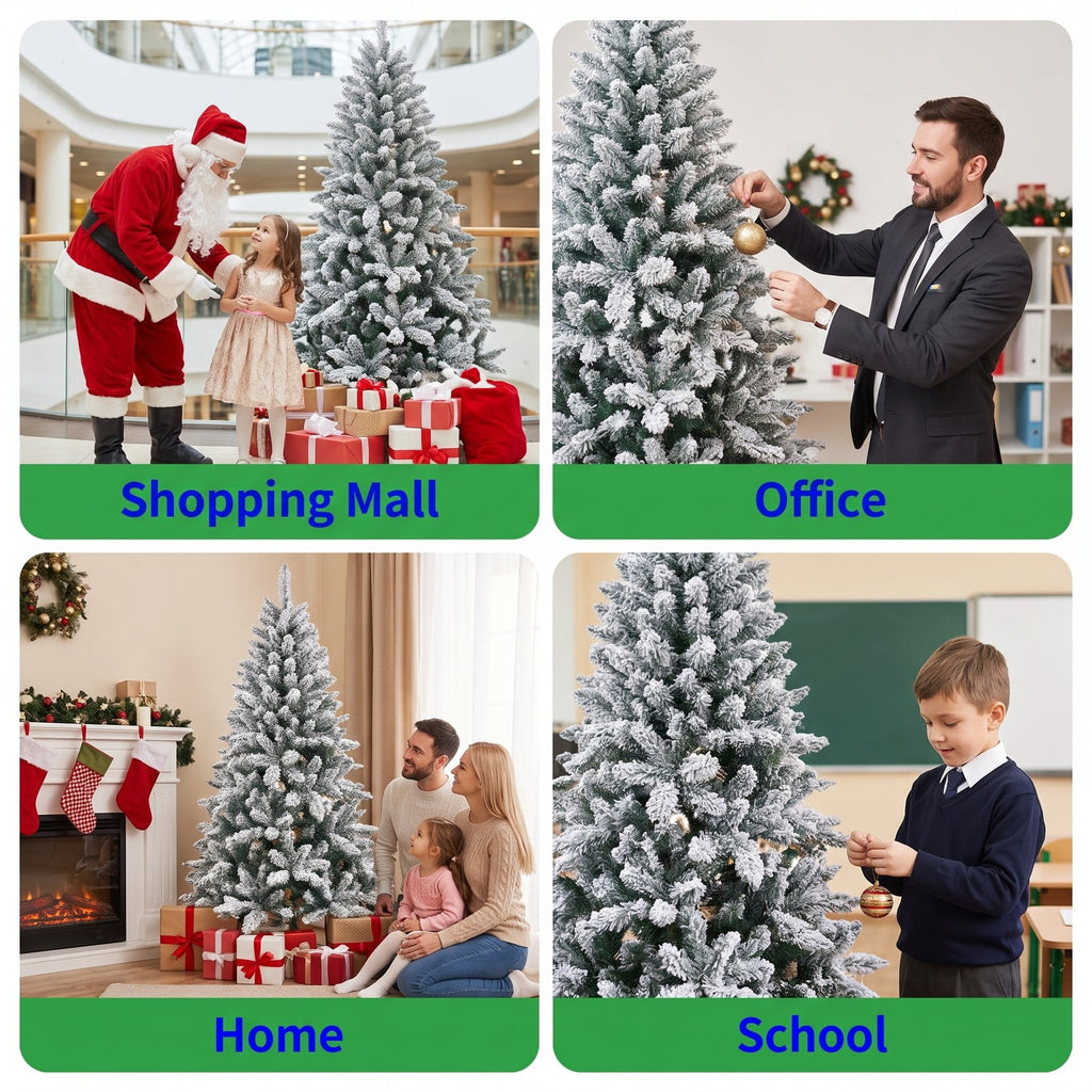 Airfind 6 Feet Artificial Christmas Spruce Hinged Tree, New PVC New PE metal Frame, 4.6 x 6 Footprint, Green