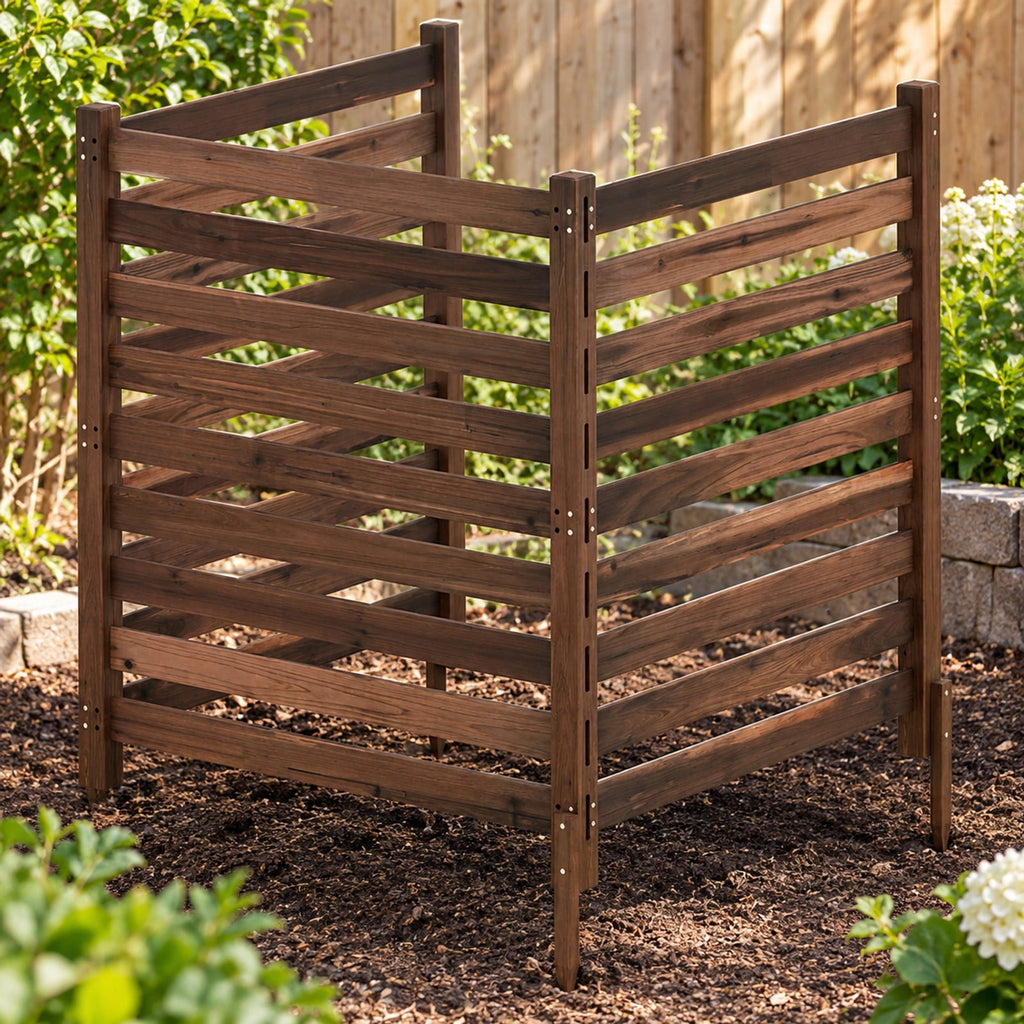 Airfind 3-Panel Wooden Outdoor Privacy Fence with Ground Stakes, Fir Wood Frame, Brown, Product Dimensions of Each Screen 38.5 Inch