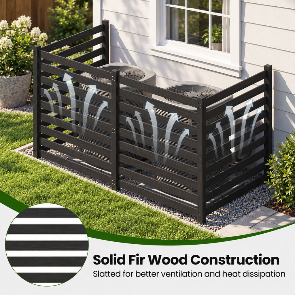 Airfind 4-Panel Wooden Outdoor Privacy Fence with Ground Stakes, Fir Wood Frame, Black, Product Dimensions of Each Screen 38.5 Inch