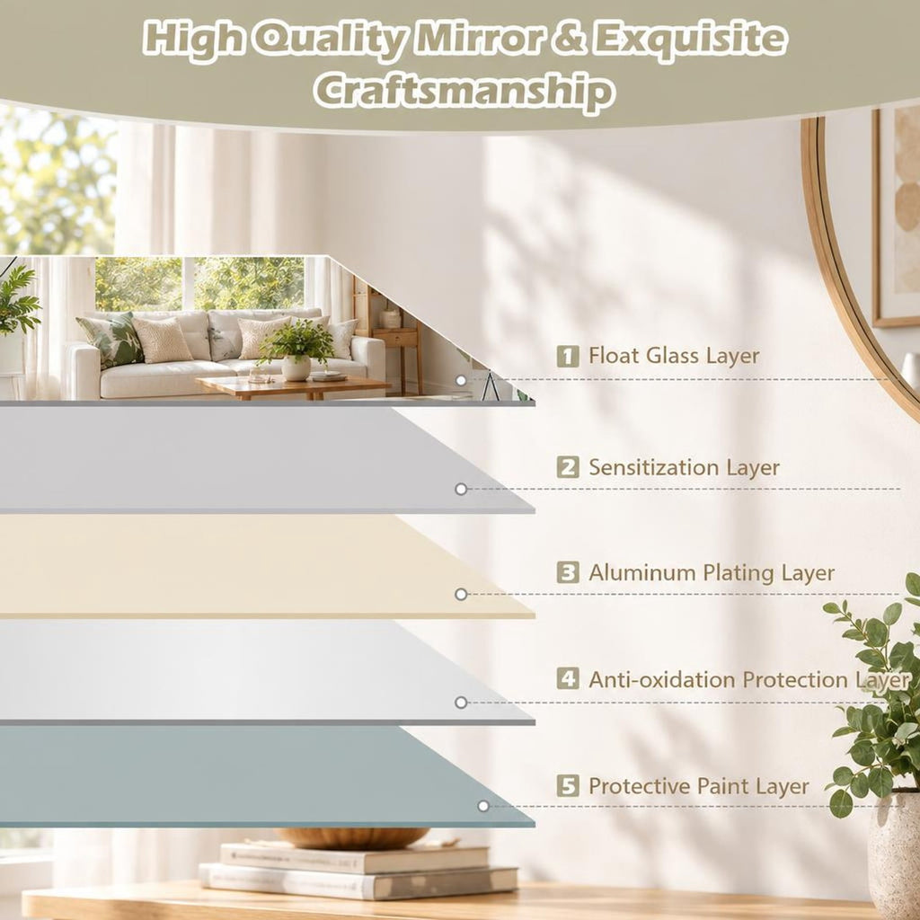 Airfind 43 x 15 Inch Wall Mounted Frameless Full Length Mirror, Glass Frame, 43 Inch x 15 Inch Footprint, Silvery