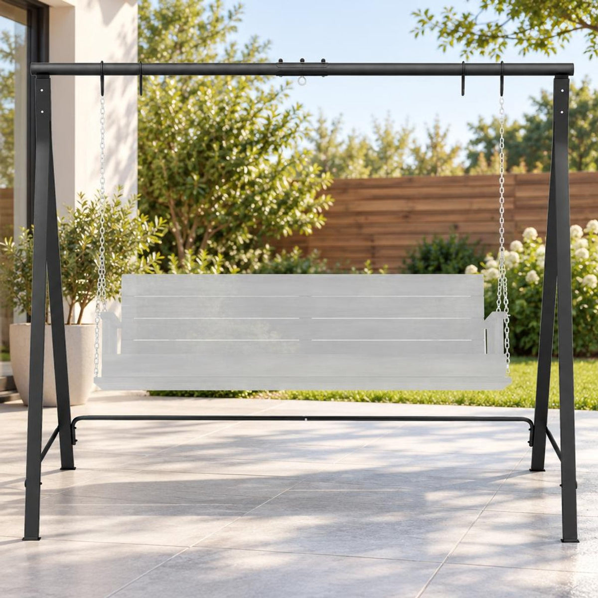 Airfind Patio Metal Swing Stand with A-Shaped Structure, 350 lbs Capacity, Metal Frame, 83 x 45 x 69 Footprint, Black