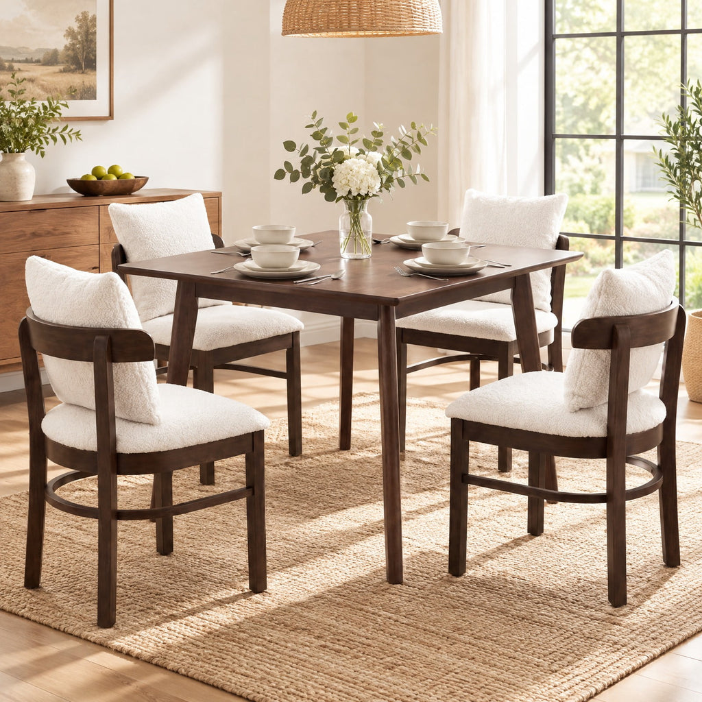 Airfind Fabric Upholstered Wood Dining Chairs Set of 4 featuring Removable Pillow, 330 lbs Capacity, MDF Sponge Rubber Wood Polyester Frame, Gray
