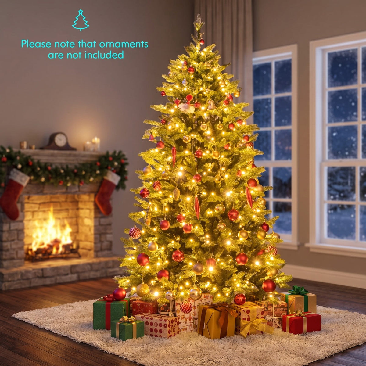 Airfind 6 Feet Artificial Xmas Tree Hinged with 11 Lighting Modes and Remote Control-6 ft, Green, Diameter of Stand 18/20/22
