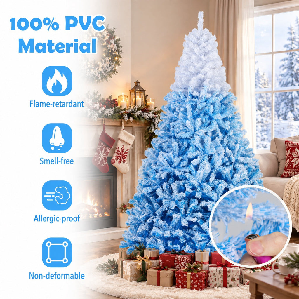 Airfind 5/6/7/8 FT Artificial Christmas Tree with Warm White LED Lights and 8 Modes-8 Feet, PVC Metal Tree Height 5 ft Tree Width 3.1 ft Frame