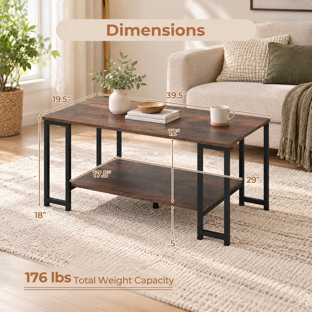 Airfind Modern Accent Table, with Open Storage Shelf for Apartment and Lounge, 176 lbs Capacity, Engineered Wood Metal Frame, Brown