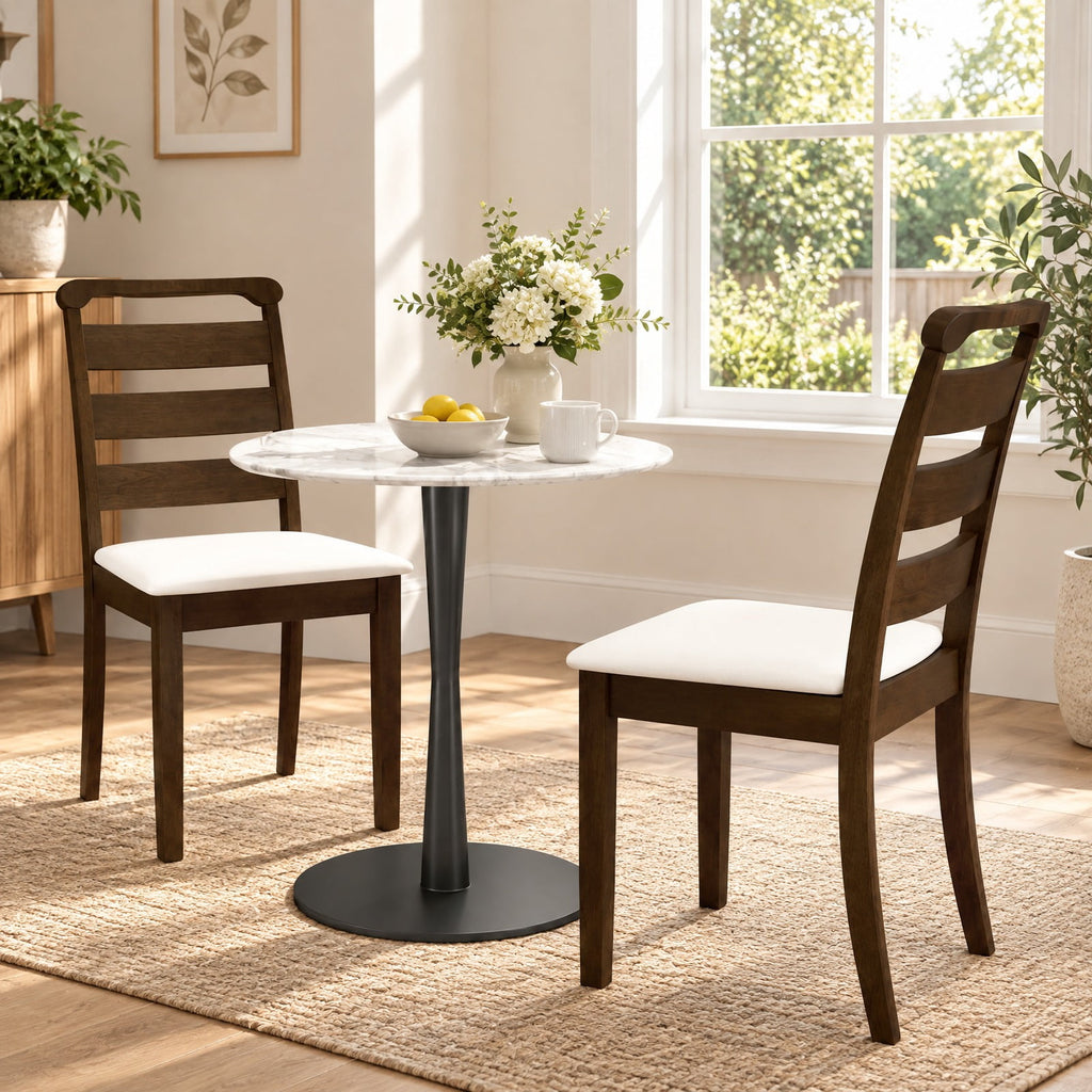 Airfind Polyester Upholstered Wooden Dining Chair Set of 2, Chair 400 lbs Capacity, Rubber Wood MDF Sponge Polyester Fabric Frame, Walnut