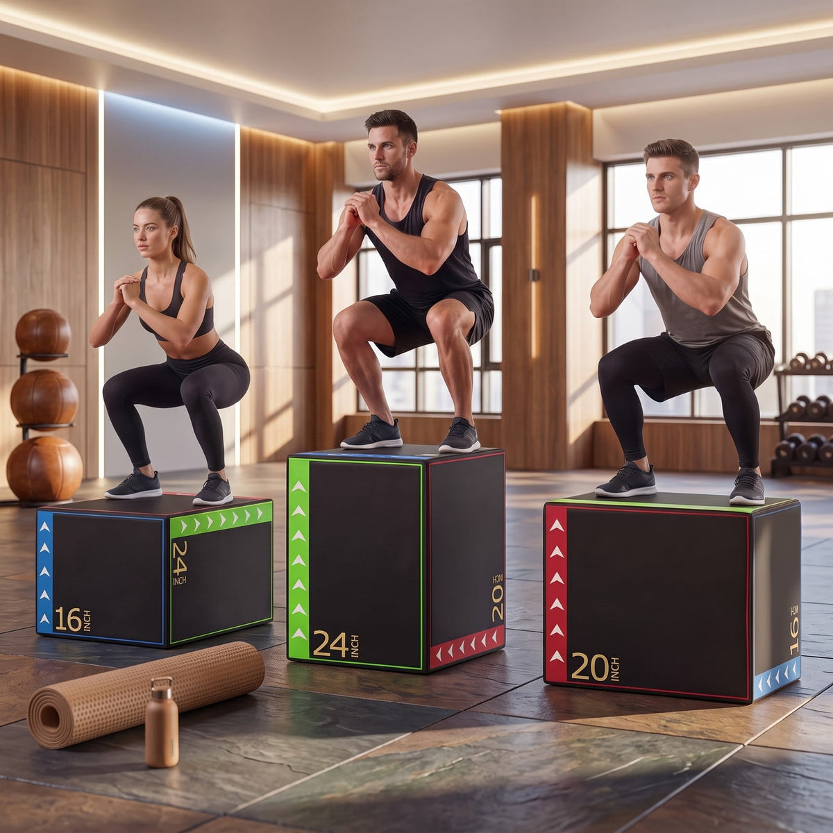 Airfind 3 in 1 Plyometric Box 16 x 20 x 24 Inch Soft Foam Plyo Jump Box for Home Gym Box Jumps and HIIT Training, Multicolor