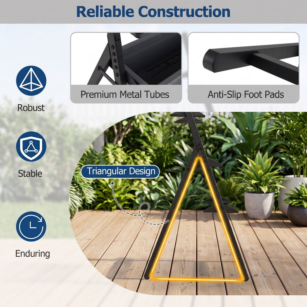 Airfind 4-Tier Vertical Raised Garden Bed with 4 Containers and Drainage Holes, Plastic Metal Frame, 26 x 20 x 49 Footprint, Black