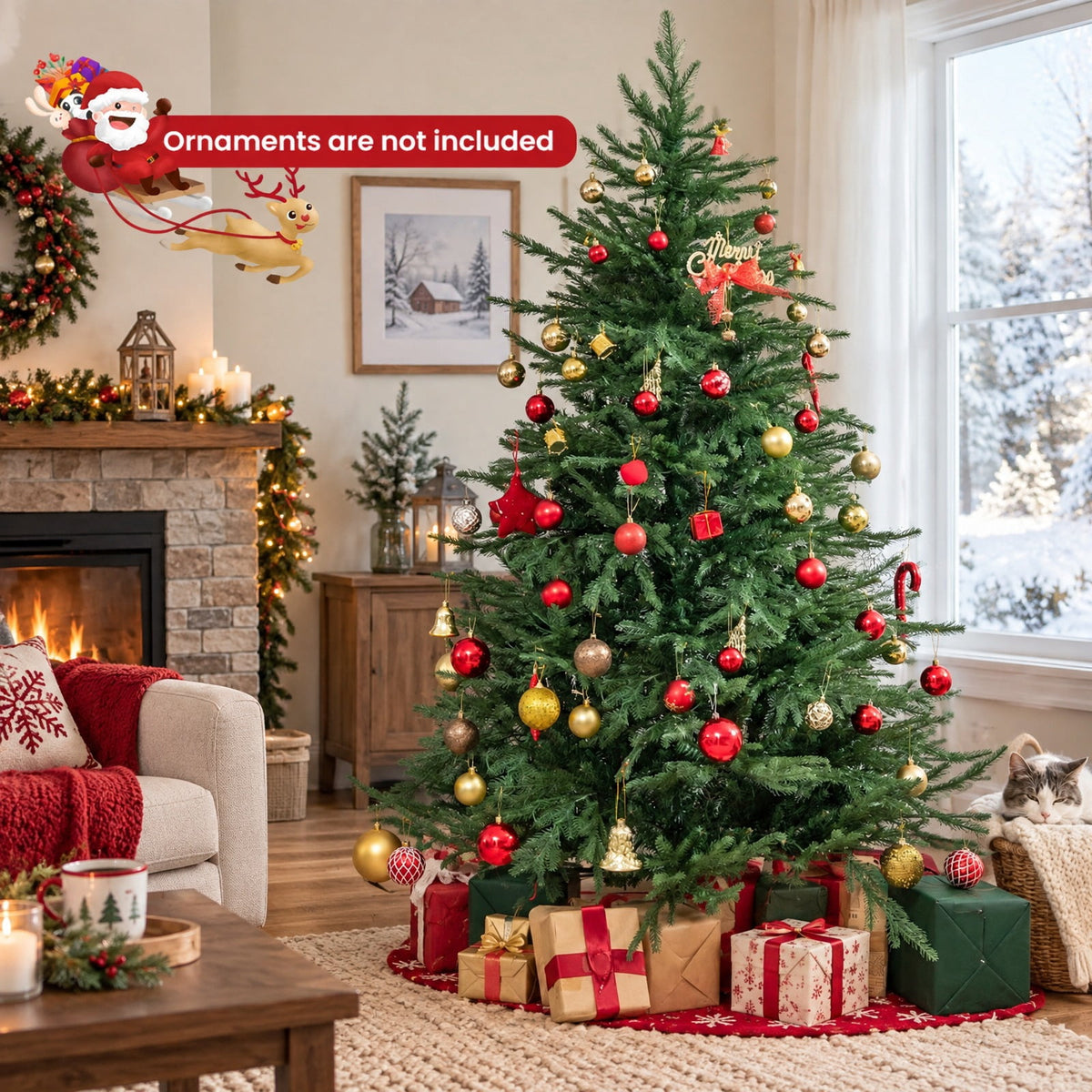 Airfind Pre-lit Christmas Tree with 280 Warm White LED Lights and 8 Lighting Modes-6ft, White, the 3-section design easy to install and store