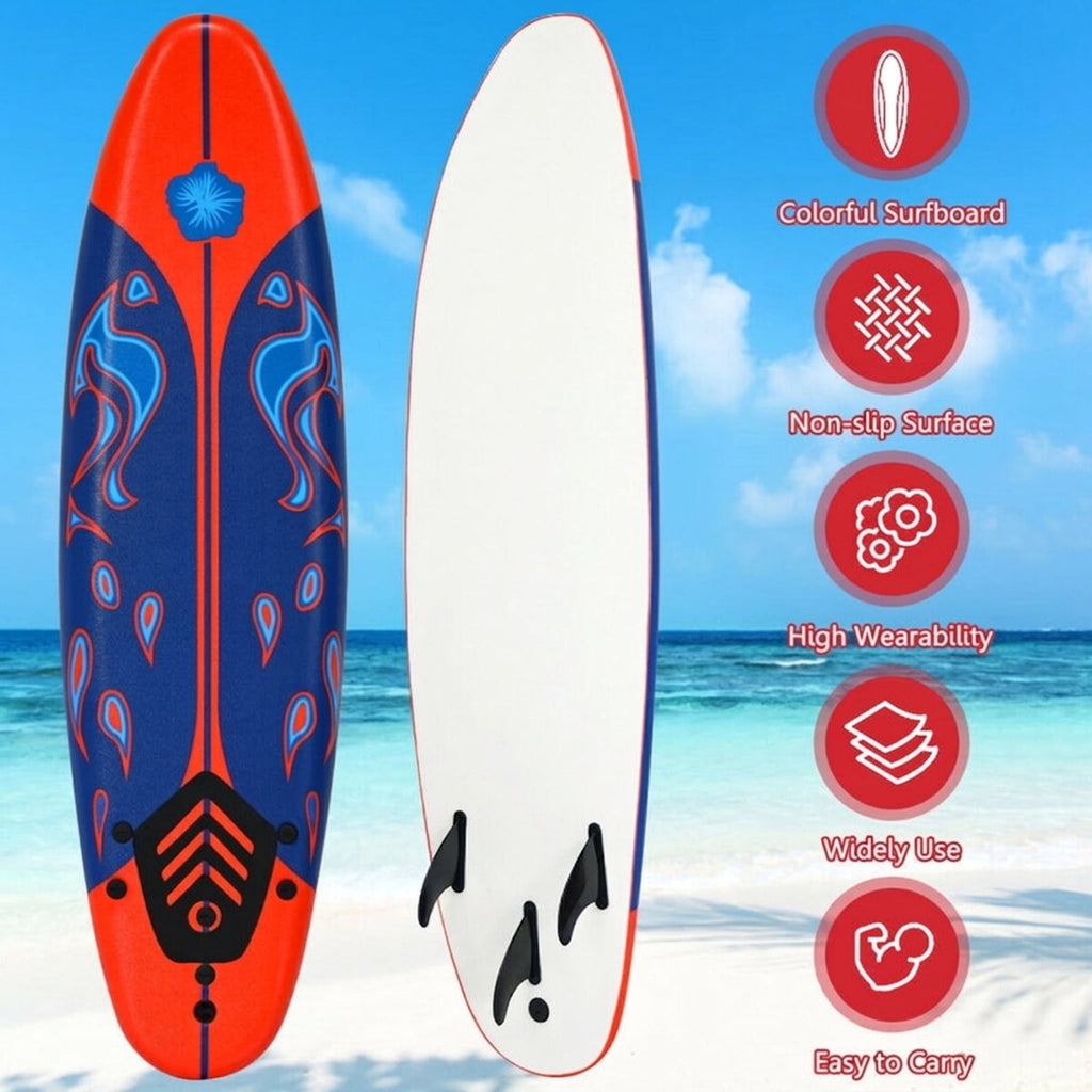 Airfind 6FT Foam Surfboard for Beginners, Adults Kids ¡ª 3 Detachable Thruster Fins, EPS Core, HDPE Slick Bottom, Leash Traction Pad Included (Red)