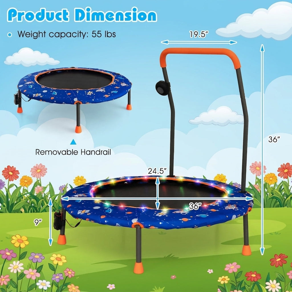 Airfind 36 Inch Mini Trampoline for Kids with LED Lights, Bluetooth