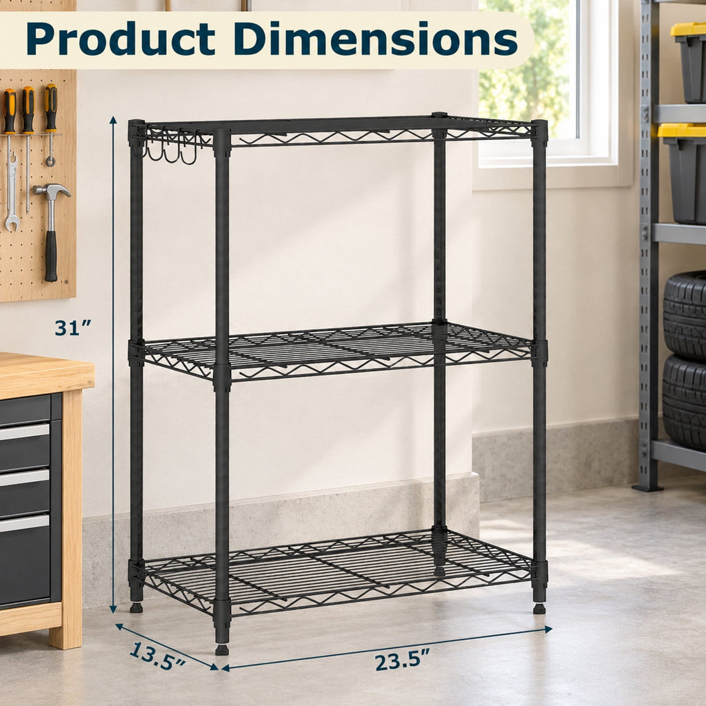 Airfind 3-Tier Metal Storage Shelving Unit Set of 2 with V-Shaped Wire Rack, 450 lbs Capacity, Metal Frame, Black