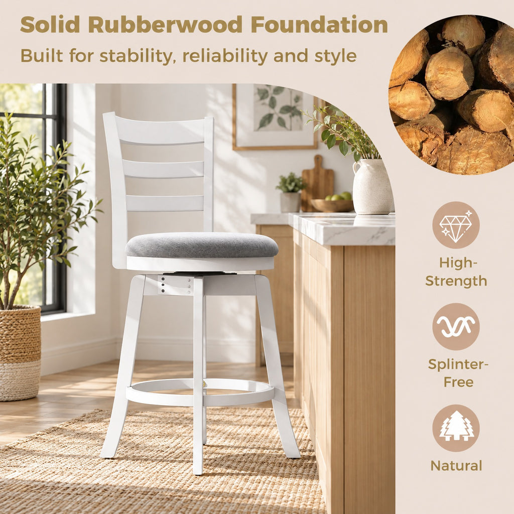 Airfind 25 Inch /30.5 Inch Swivel Barstools Set of 2 360° Rotating Bar/Counter Height Chairs with Upholstered Seat-25 Inch, 350 lbs Capacity
