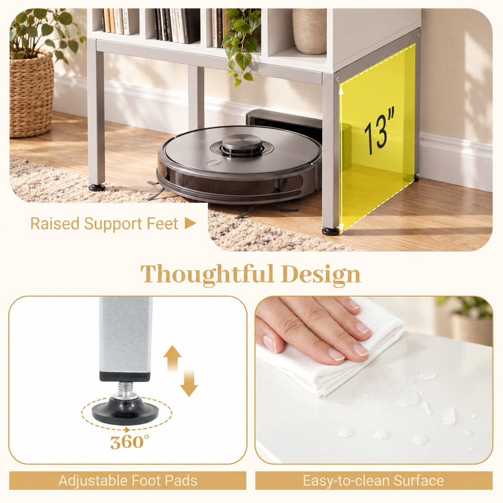 Airfind Turntable Record Player Stand with Power Outlets, 88 lbs Capacity, Engineered Wood Metal MDF Frame, 20 x 16 x 32 Footprint, White