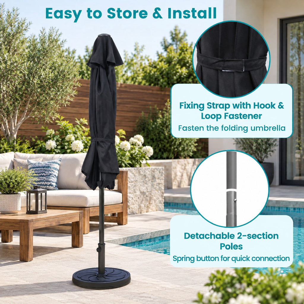 Airfind 7.5 feet Outdoor Patio Heavy Duty Market Umbrella with Push Button Tilt, Metal Polyester Frame, Black