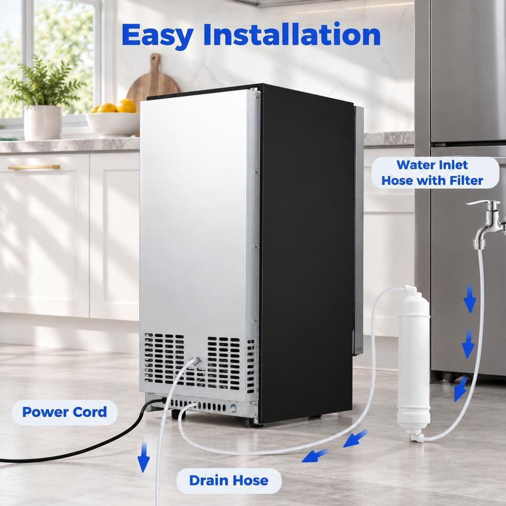 Airfind Commercial Ice Maker 110 lbs/24H Undercounter Ice Machine with 25 lbs Storage Capacity, Stainless Steel Galvanized Steel Frame, Silver