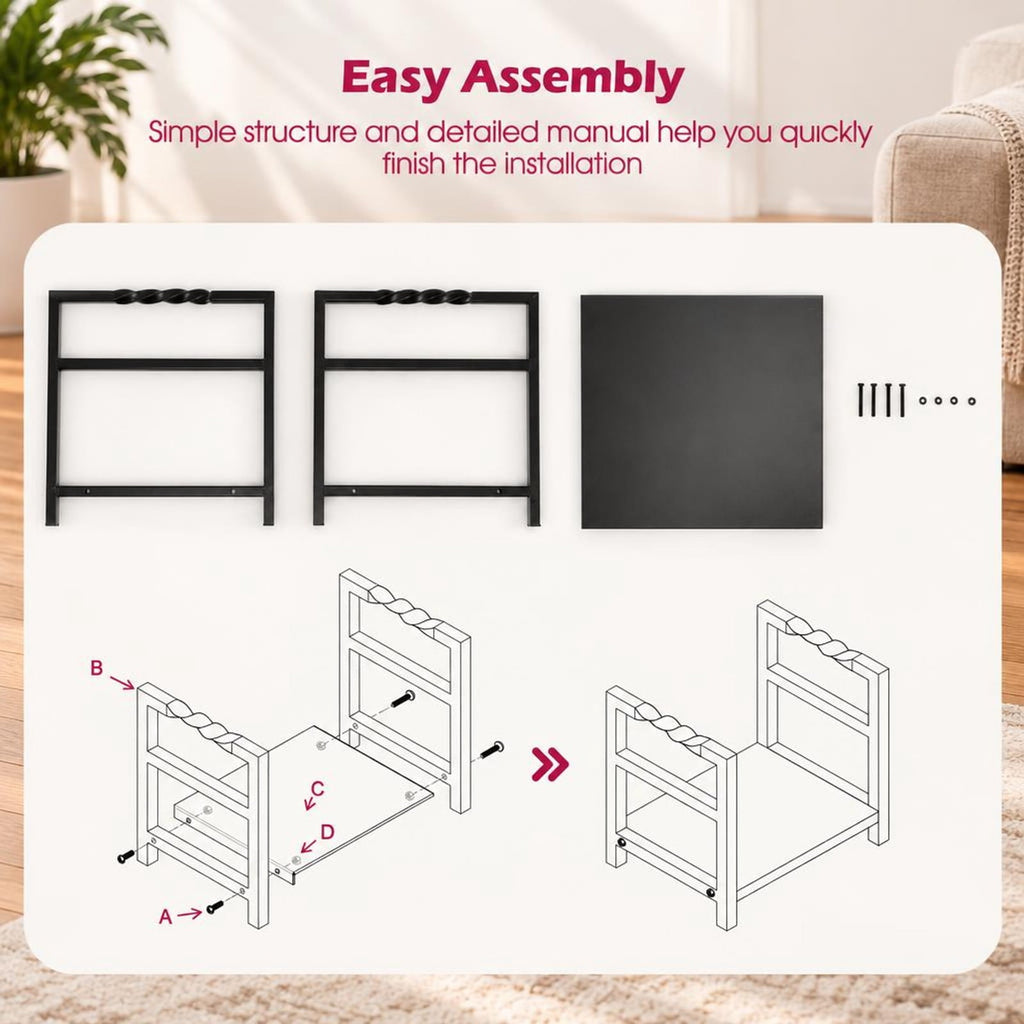 Airfind Firewood Log Rack with Unique Handle and Raised Feet, 110 lbs Capacity, Steel Frame, 16 x 13.5x 14 Footprint, Black