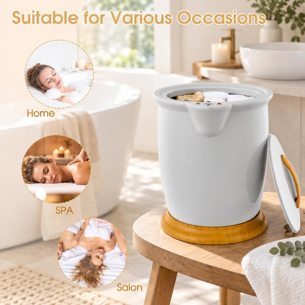 Airfind Towel Warmer Bucket with Fragrance Holder and Auto Shut, Plastic Frame, 14 x 13 x 18.5 Footprint, Gray