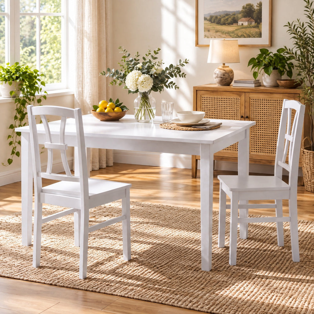 Airfind 400 lbs Capacity Dining Chair Set of 2 with Cross Backrest and Rubber Wood Frame, 400 lbs Capacity, Rubber Wood Engineered Wood Frame, White