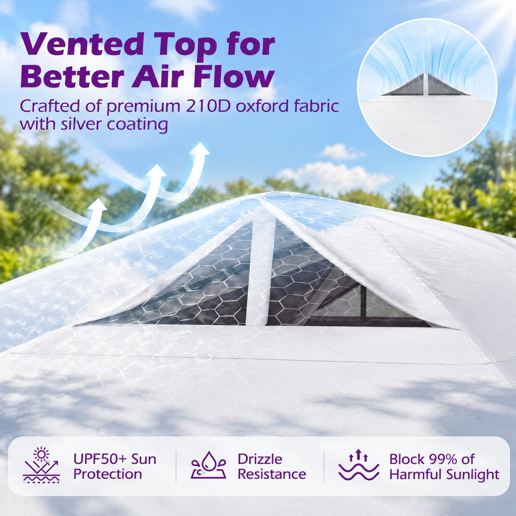 Airfind 10 x 10 Feet Outdoor Commercial Pop up Canopy Tent, 210D Oxford Fabric Metal Frame, 10 x 10 x 8.2-8.8 ft (L x W x H) 3 Footprint, White
