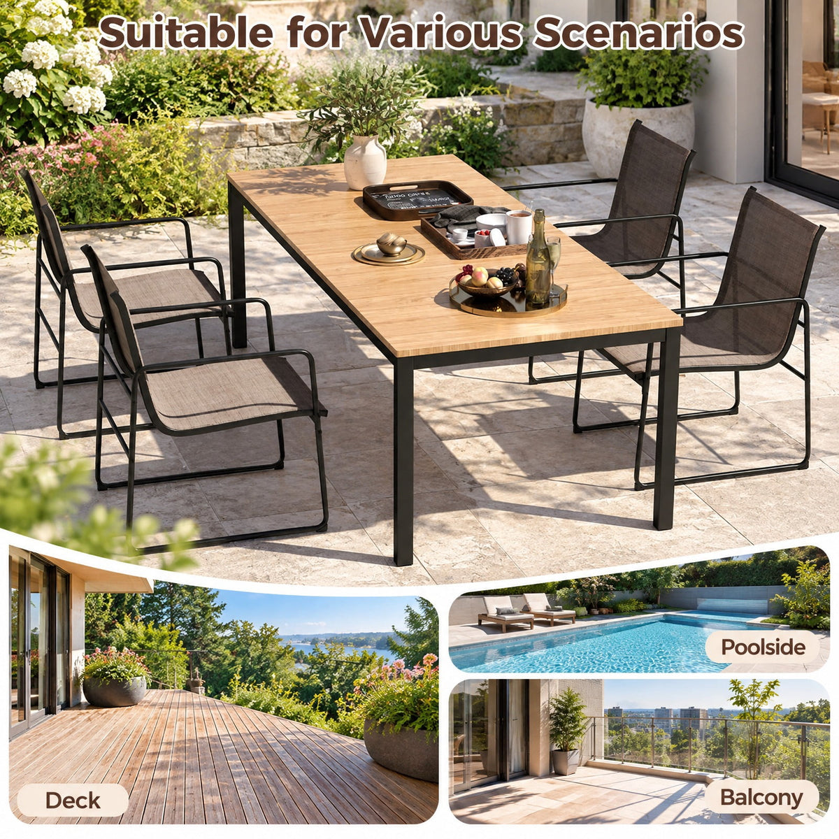 Airfind Outdoor Dining Chairs Set of 4 Patio Furniture Chair with Breathable Seat and Backrest, 25.5 x 21 x 33Seat Height 17Seat Footprint