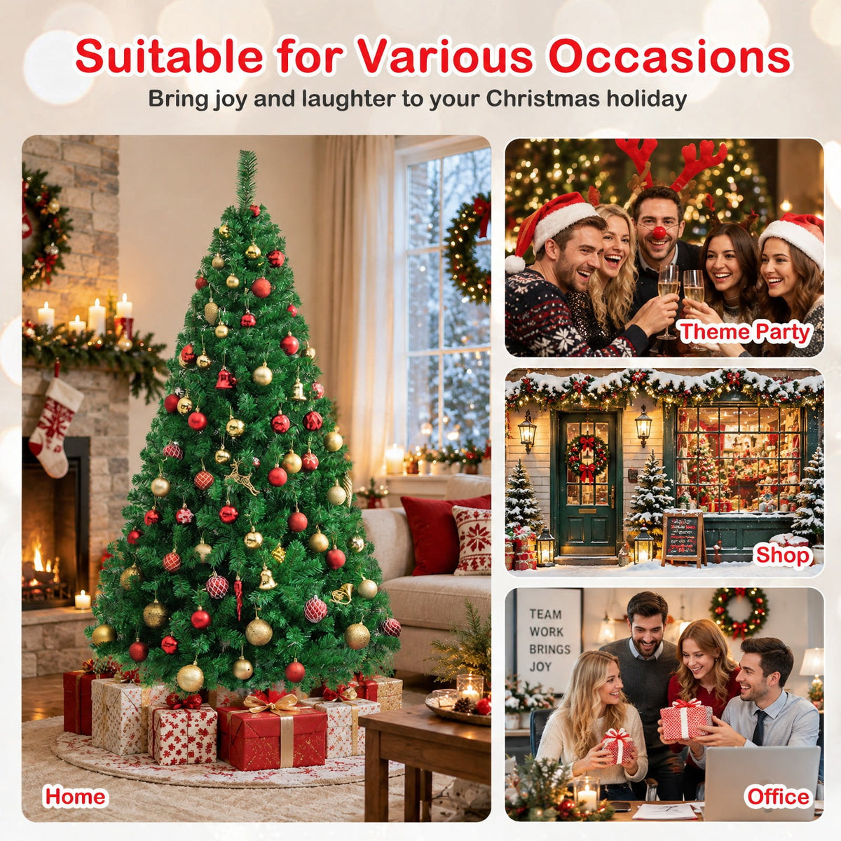 Airfind Artificial PVC Christmas Tree with Solid Metal Stand-6 ft, PVC Blade width: 2.4 Inch Frame, Green The material of stand: Metal