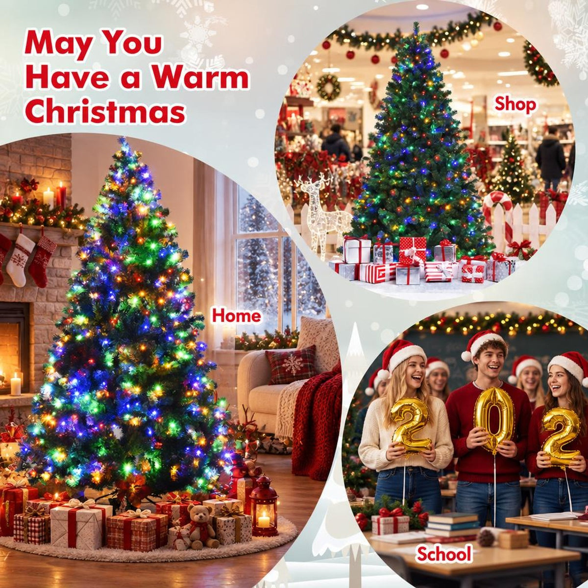 Airfind 7.5 Feet Pre-Lit Artificial Spruce Christmas Tree with 550 Multicolor Lights for Festival, PVC Frame, Φ4.4 x 7.5 H Footprint, Green