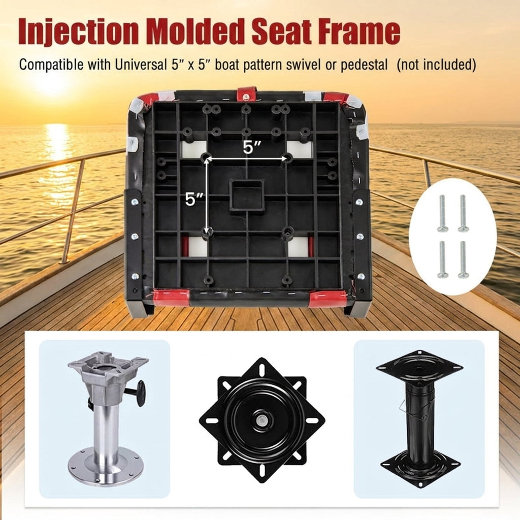 Airfind Folding Boat Seats with High Back Ergonomic Support and Waterproof Cushion for Fishing and Pontoon Boats with Aluminum Hinges, Red